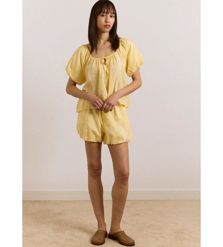 Maura Lace Trim Shorts - Butter