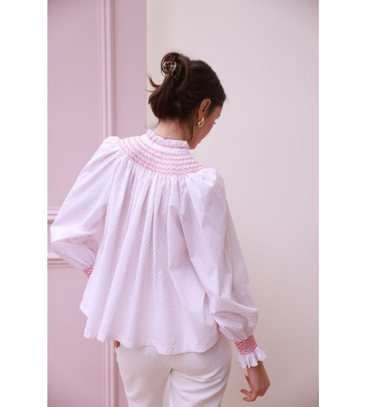 POM x Smock London Scholl Blouse - Coral Bloom