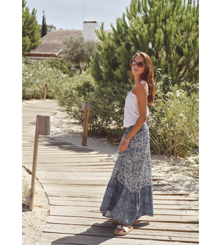 Esti Print Maxi Skirt - Blue