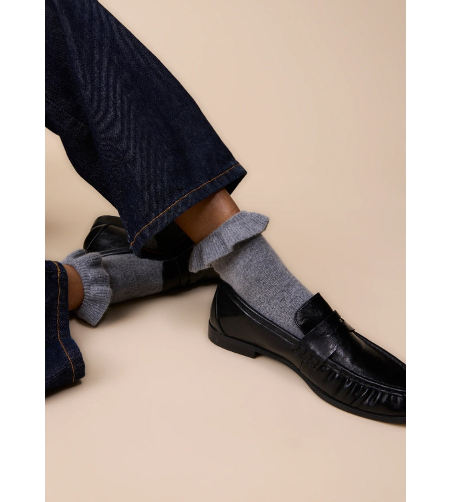 Merino Wool Frilly Socks Charcoal