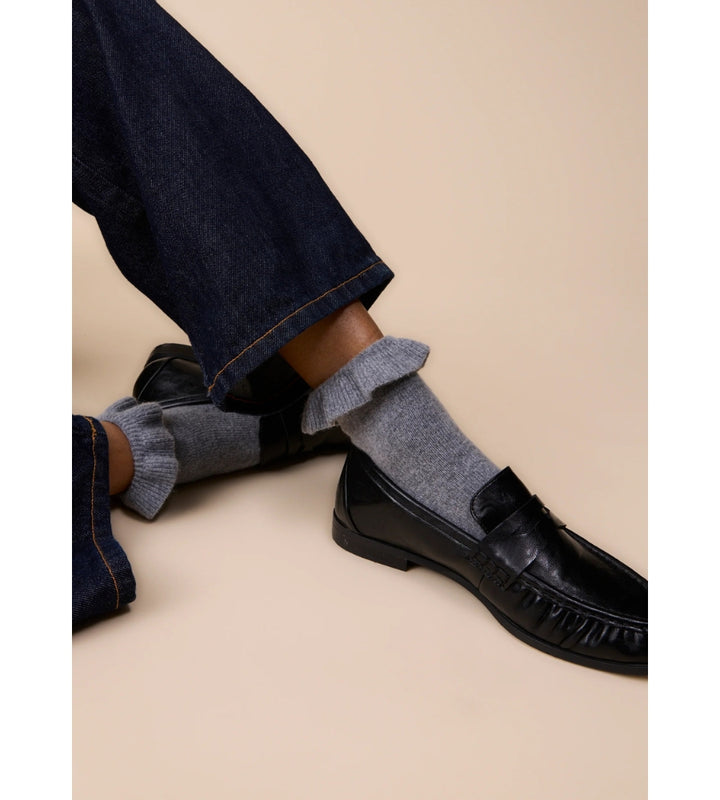 Merino Wool Frilly Socks Charcoal