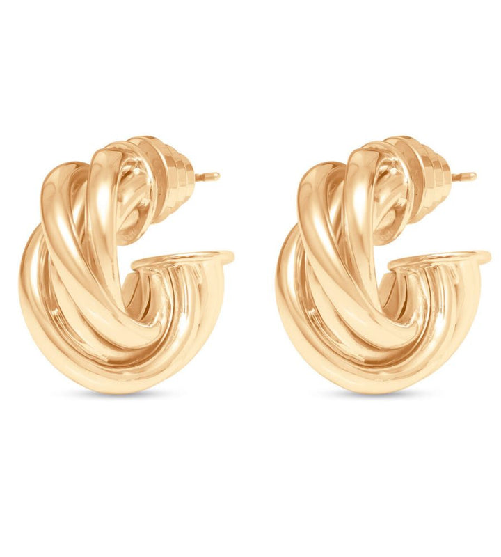 Chunky Twist Hoops - Gold