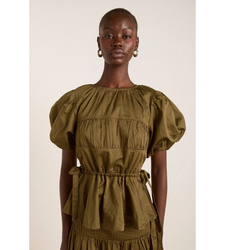 Hadley Blouse - Olive Satin