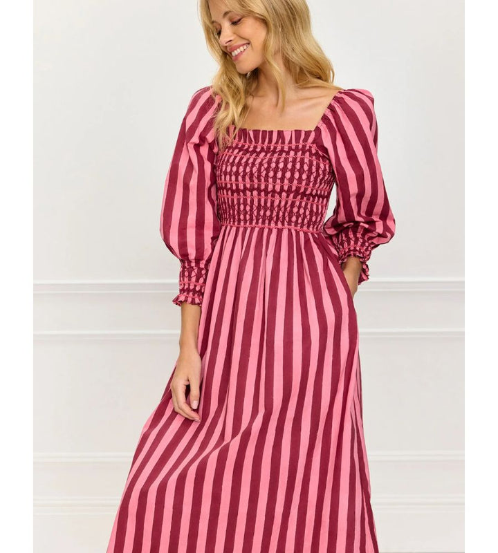 Burgundy Florence Stripe Dress