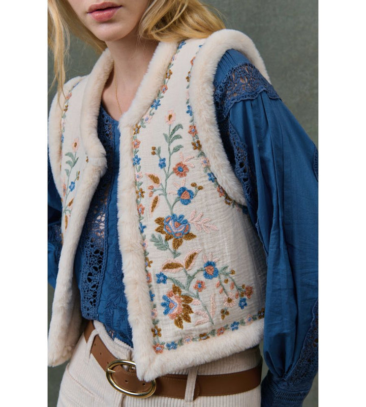 Renee Reversible Vest - Cream