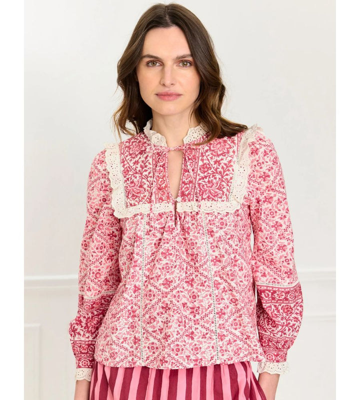 Burgundy Patchwork Nettie Blouse