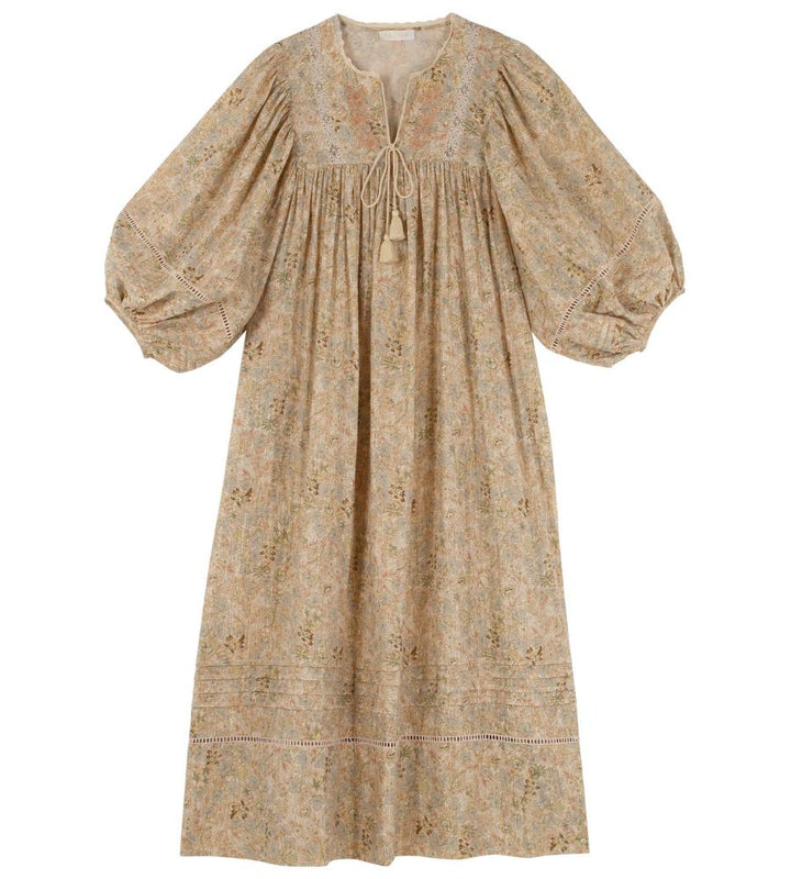 Shiva Dress Cotton Gold Lurex - Green Shiva