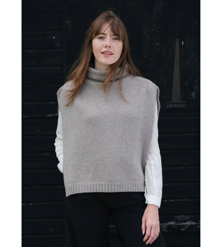 Funnel Neck Poncho - Tawny