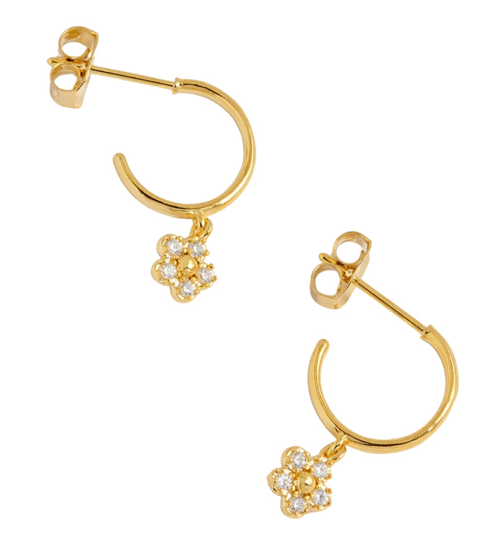 EBE7157G CZ Flower Hoop Earrings