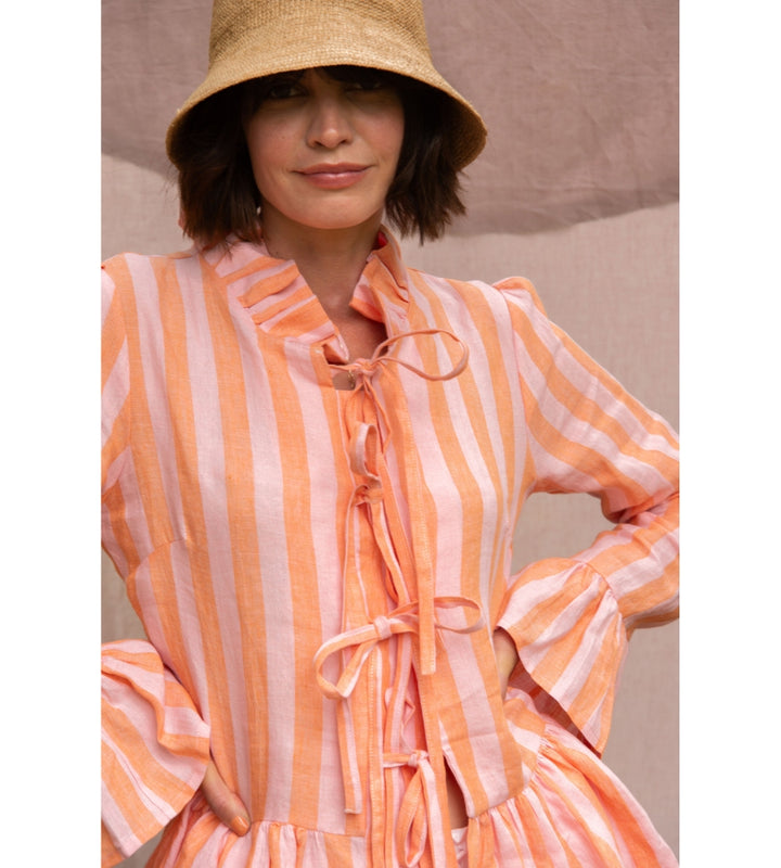 Tinky Stripe Blouse in Orange & Pink