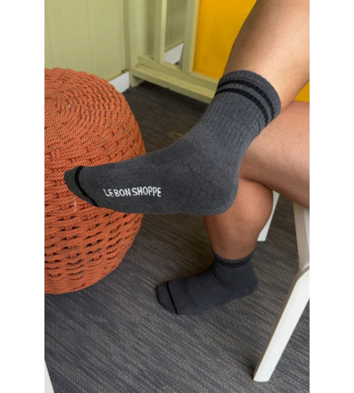 Extended Boyfriend Socks - Charcoal