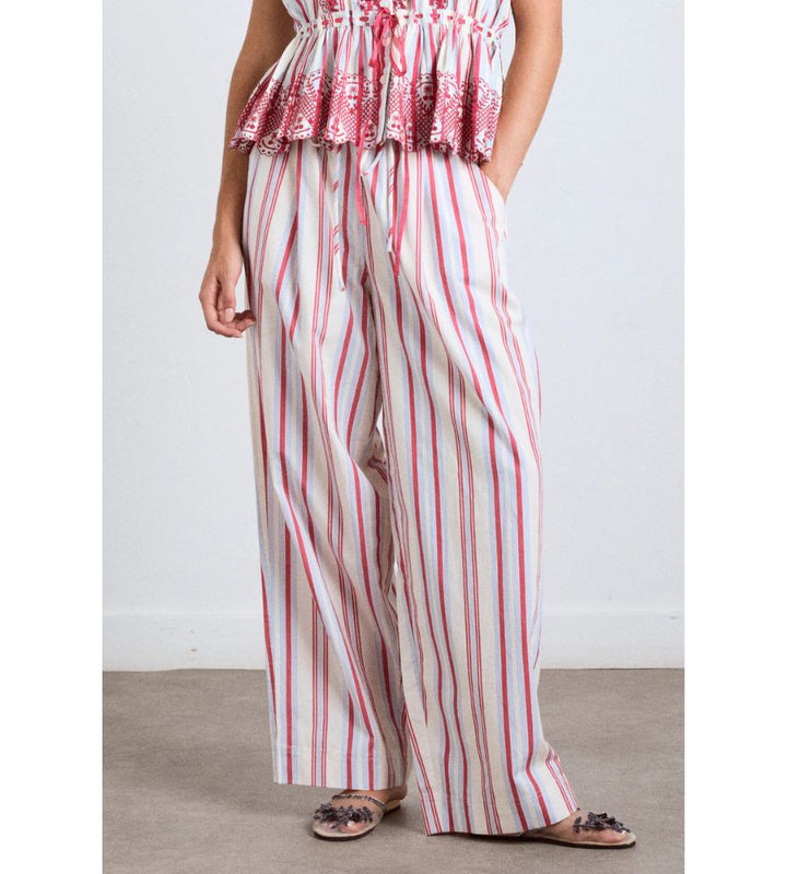 Georgia Trousers - Butter Cherry Stripe