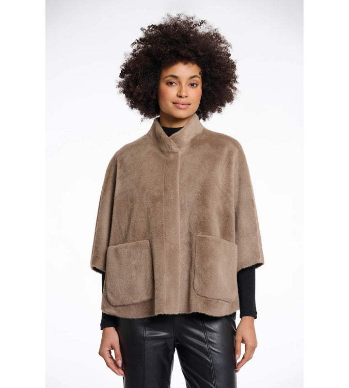 Dewi Faux Fur Cape - Toffee