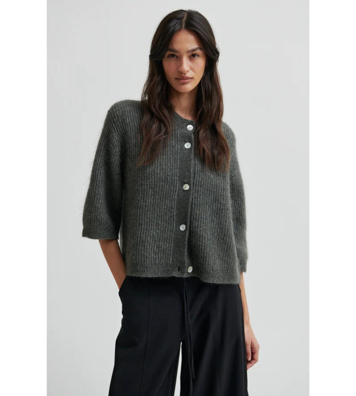 Andrea Knit Rib Cardigan - Beluga