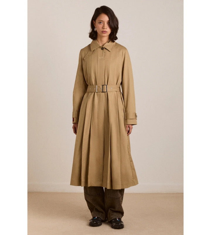 Sofia Pleated Trench - Light Stone