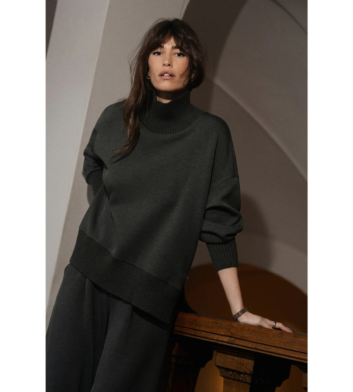 Barker High Neck Sweat - Olive Marl