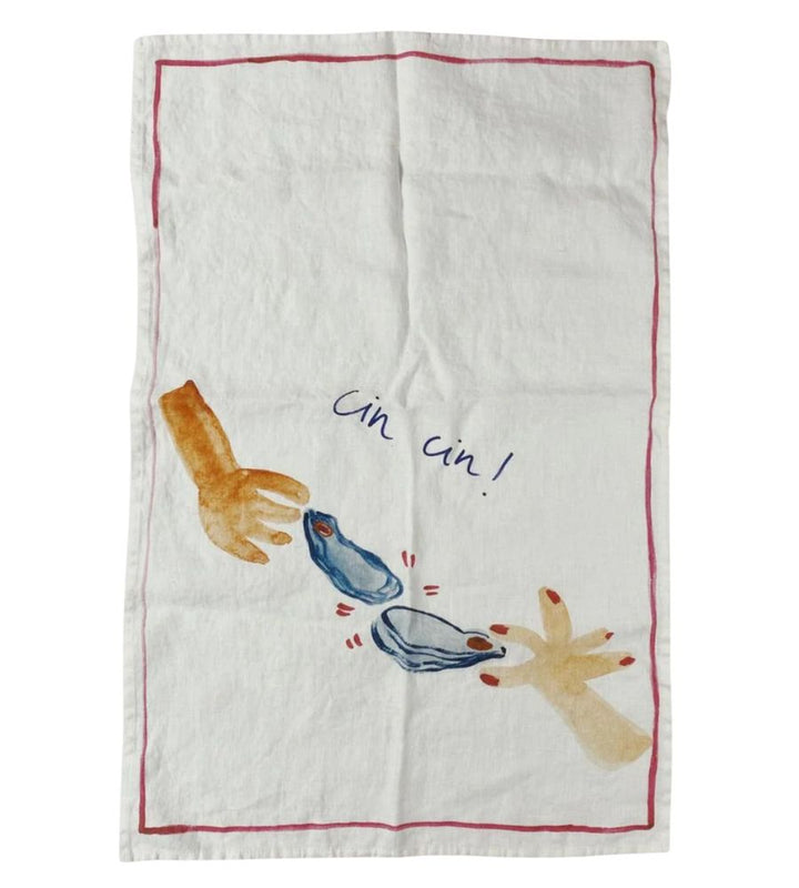 Oysters Cheers - Linen Tea Towel