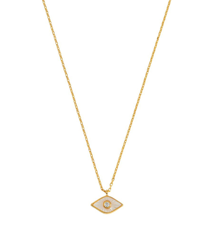 EBN6649G Pearl Evil Eye Necklace