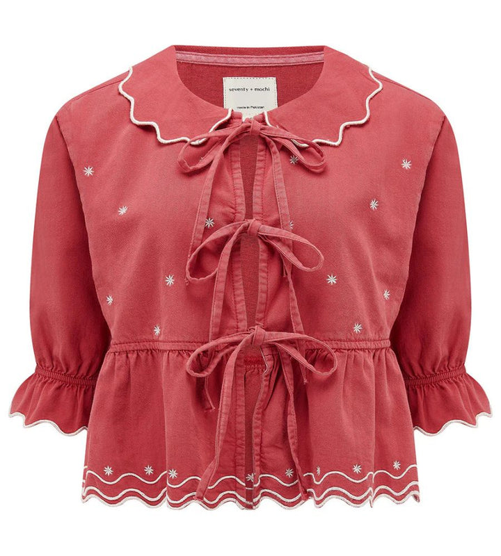 Ana Tie Blouse - Vintage Red