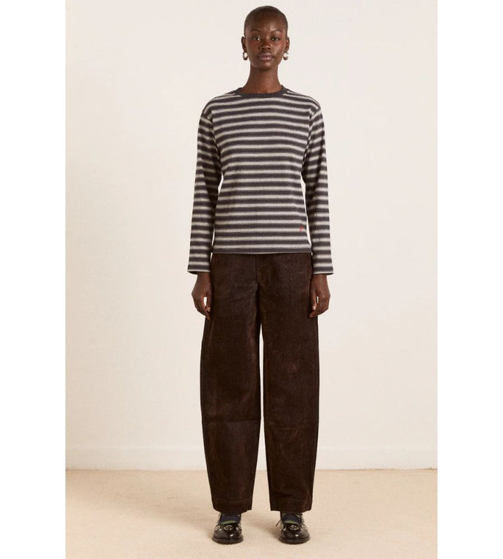 Drew Flocked Denim Jeans - Bitter Choc