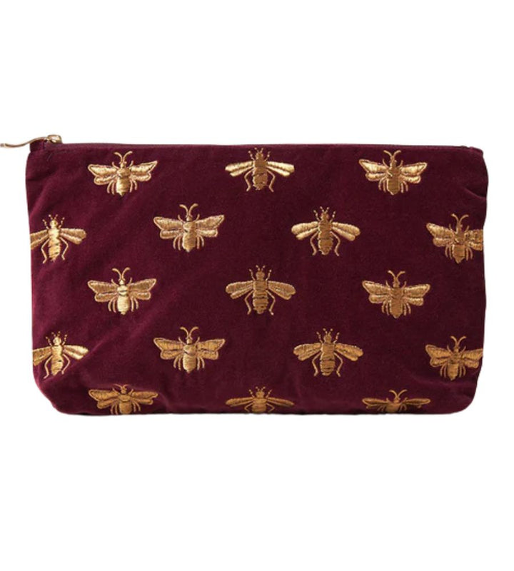 Honey Bee Plum Velvet Everyday Pouch