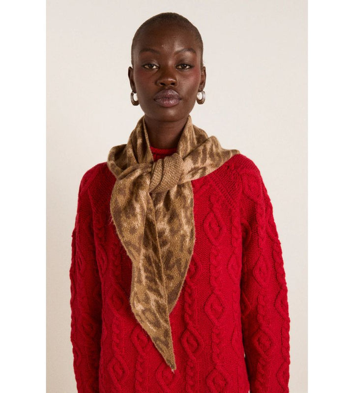 Knitted Head Scarf - Leopard