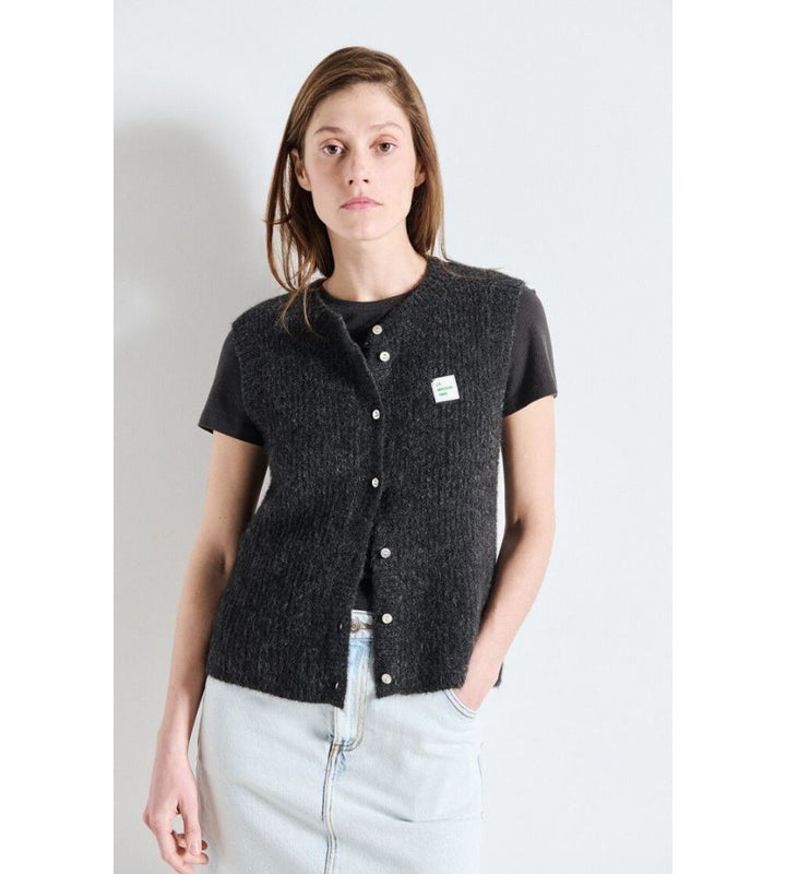 East Sleeveless Cardigan - Charcoal