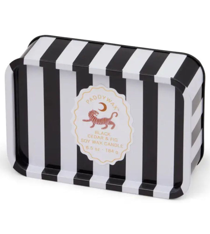 Tiger Printed Tin Candle - Black Cedar & Fig