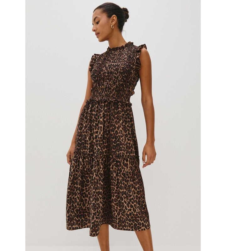 Vivier Shirred Dress - Brown Nala