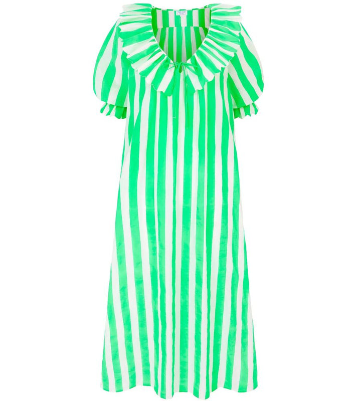 Ava Dress - Neon Green Stripes