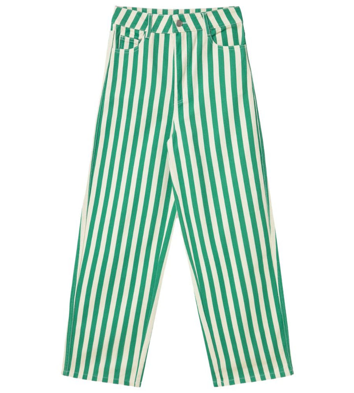 Striped Berta Long Denim - Off White/Emerald