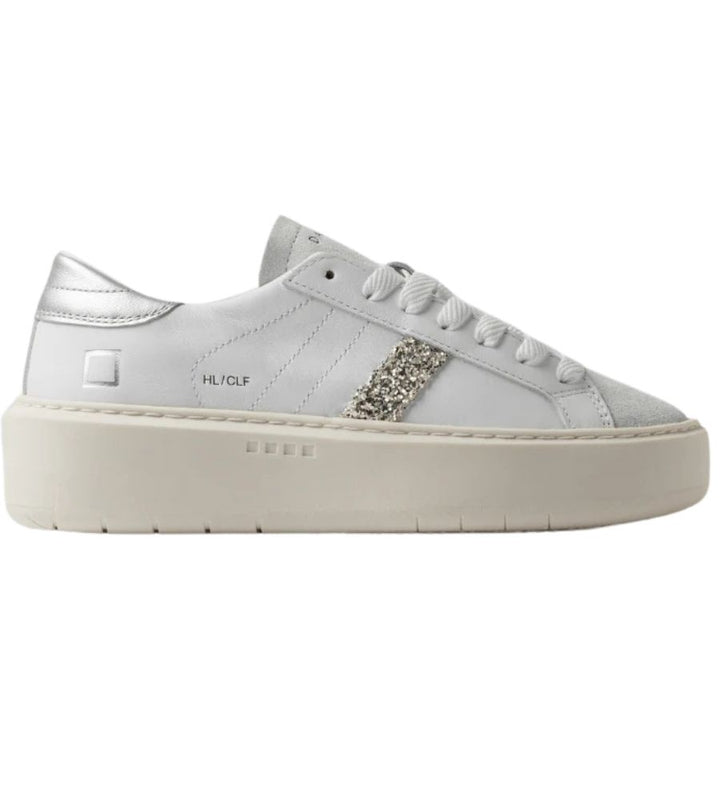 Hill Low Platform Calf White-Silver