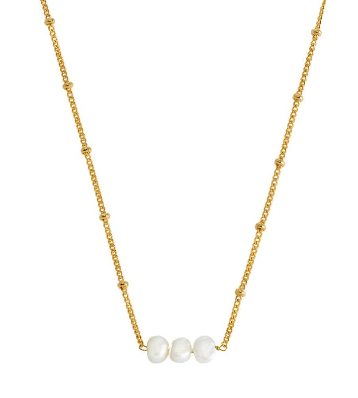 EBN6634G Beaded Chain and Pearl Necklace