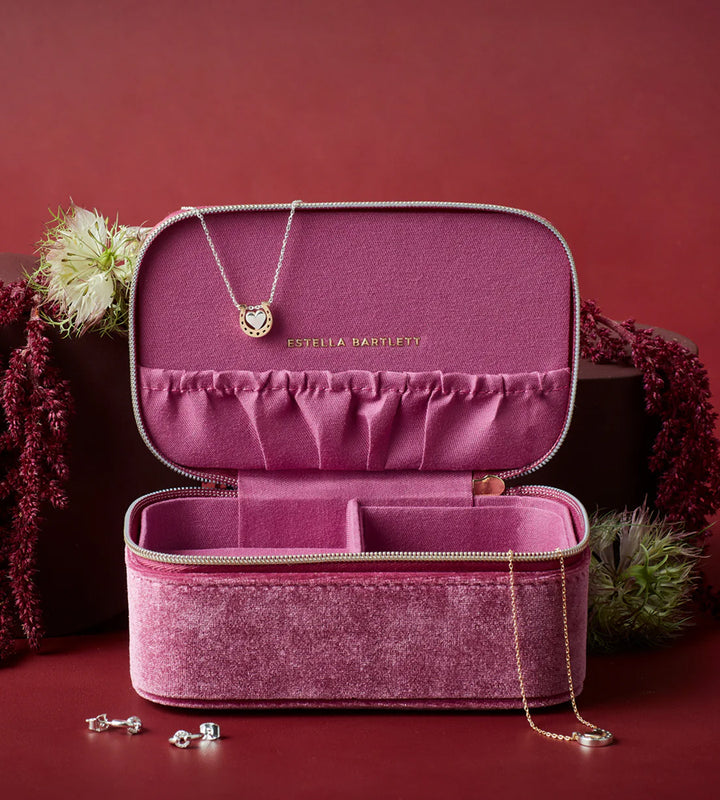 EBP6950 Quilted lid Mini Jewellery box pink velvet