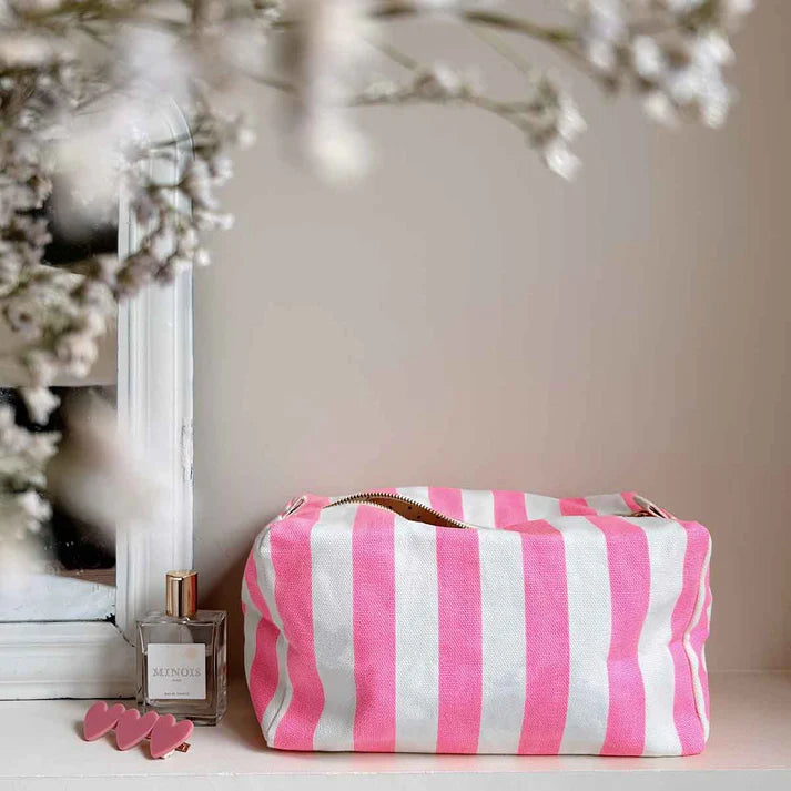Vic Toiletry Bag Stripes - Neon Pink