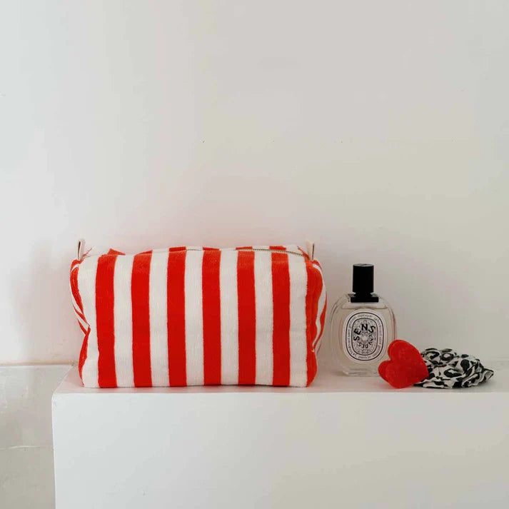 Vic Terry Toiletry Bag Tomato/Ecru