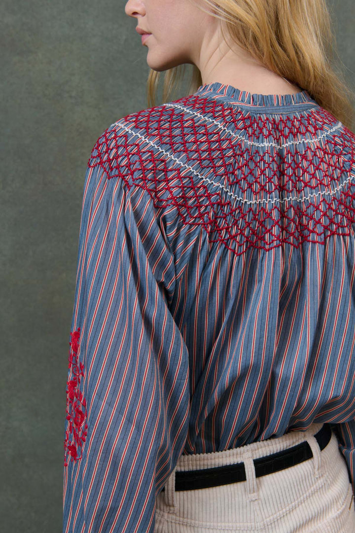 Pal Blouse - Steel Blue Stripes