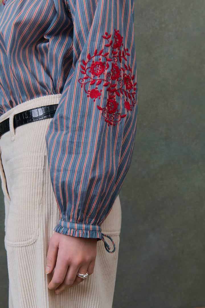 Pal Blouse - Steel Blue Stripes