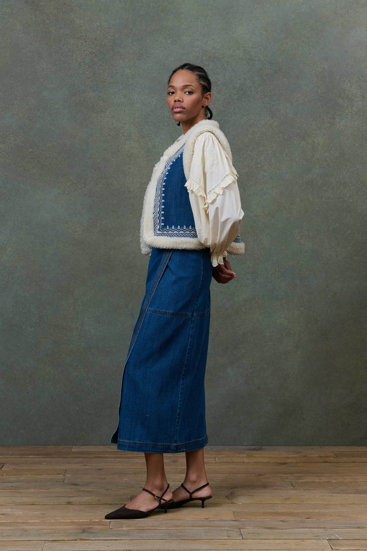Figara Reversible Vest - Stone Blue