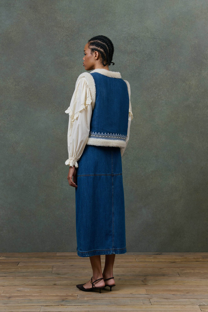 Figara Reversible Vest - Stone Blue