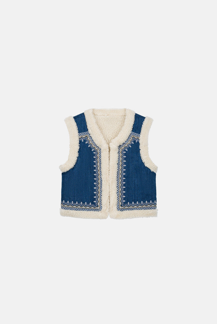Figara Reversible Vest - Stone Blue