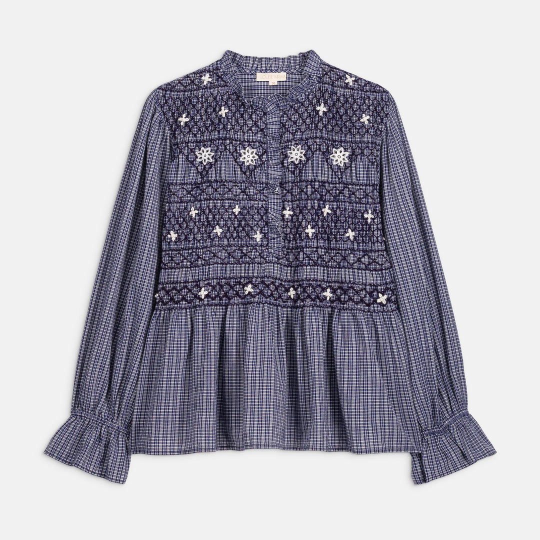 Blouse Ilean - Indigo Cozy Checks