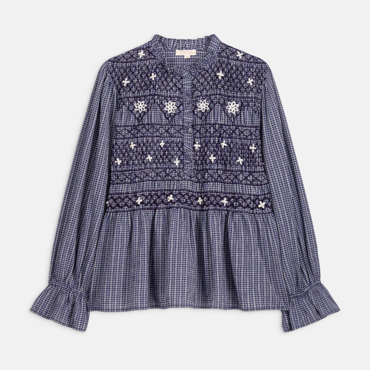 Blouse Ilean - Indigo Cozy Checks
