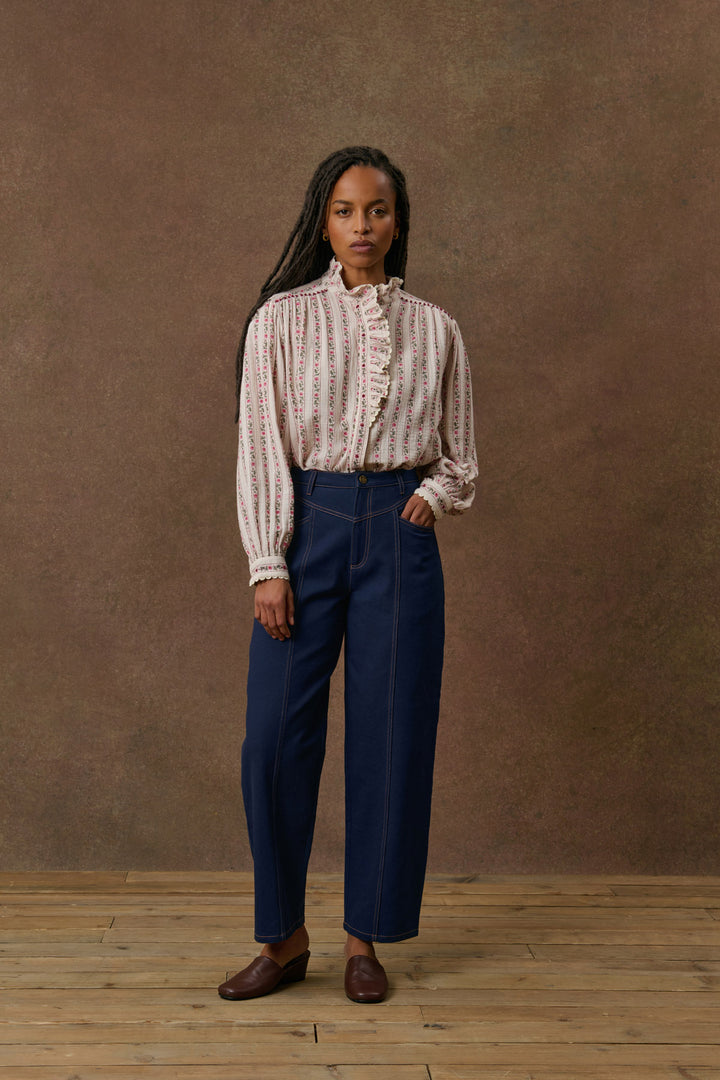 Cora Shirt - Cream Flower Beds