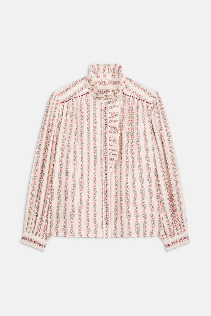 Cora Shirt - Cream Flower Beds