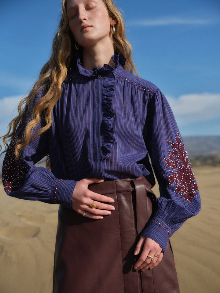 Cora Shirt - Navy Winter Stripes