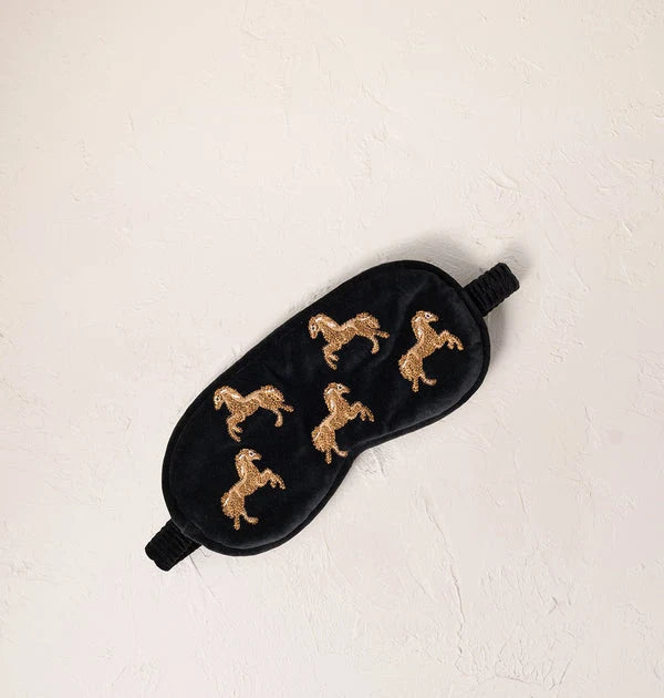 Wild Horses Velvet Eye Mask - Charcoal