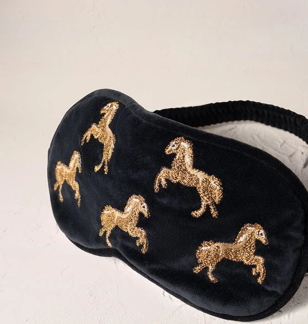 Wild Horses Velvet Eye Mask - Charcoal