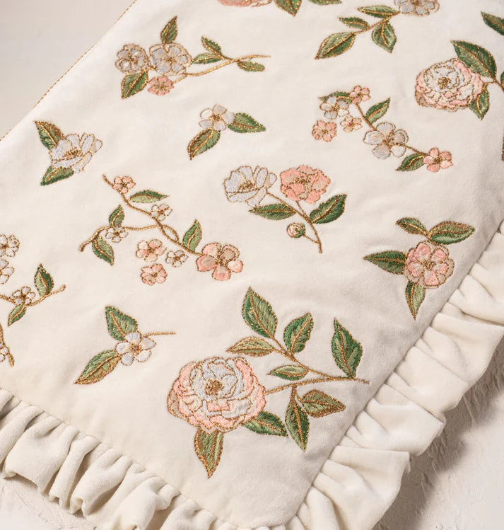 Wild Rose Frill Pouch Cream Velvet