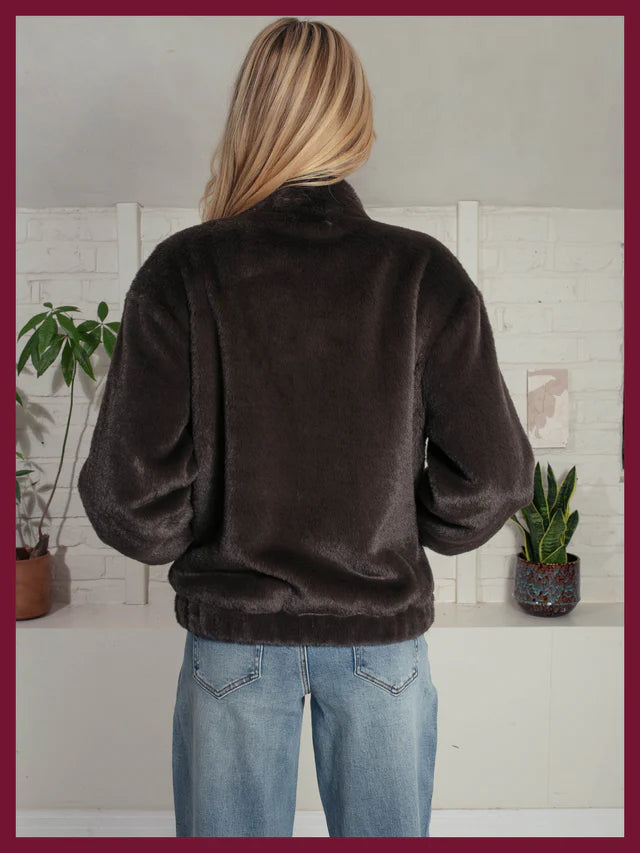 Aubrey Faux Fur Jacket - Khaki